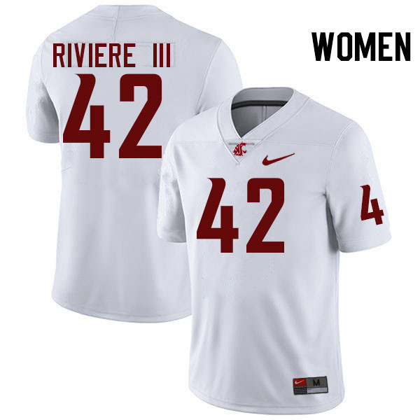Women #42 Billy Riviere III Washington State Cougars College Football Jerseys Stitched-White